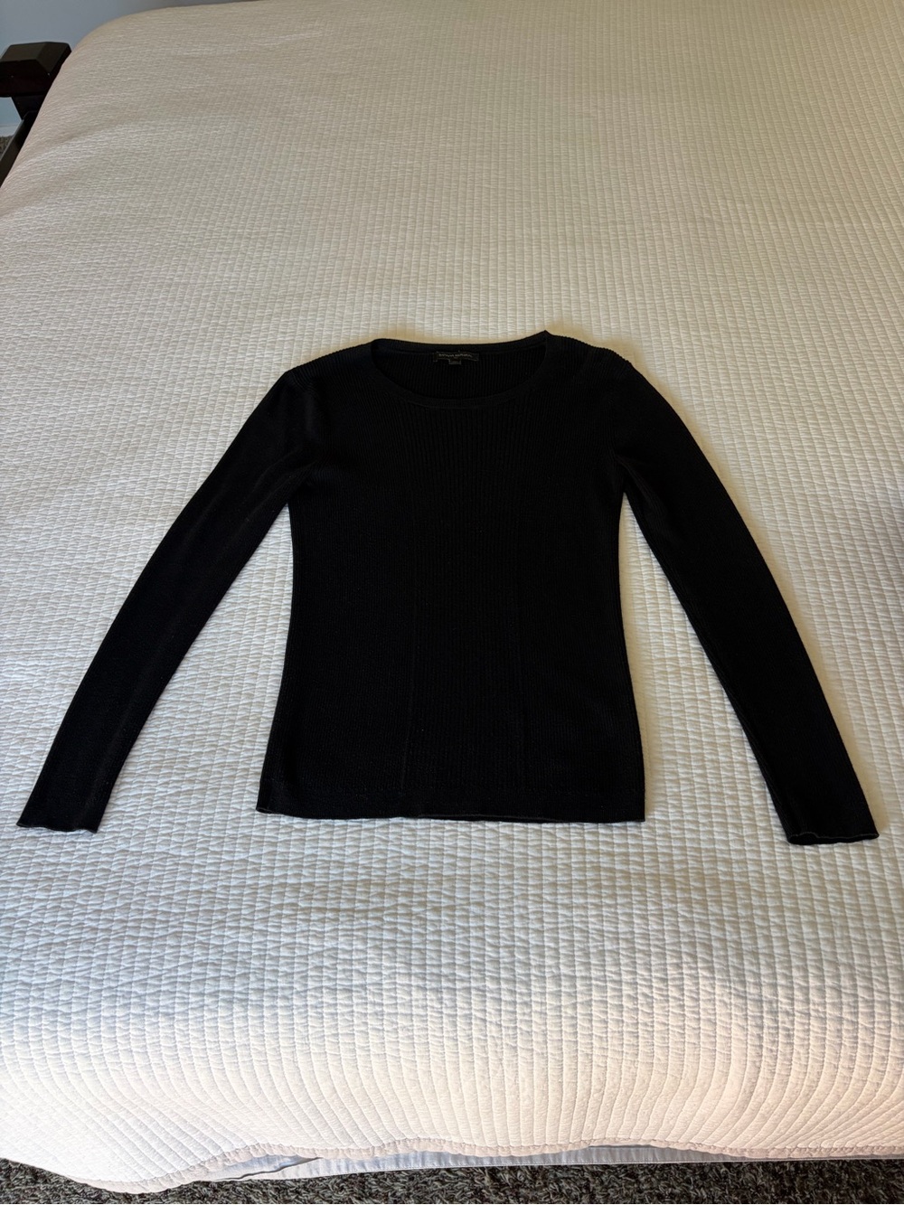 Banana Republic Black Ribbed Long-Sleeve Crew Top